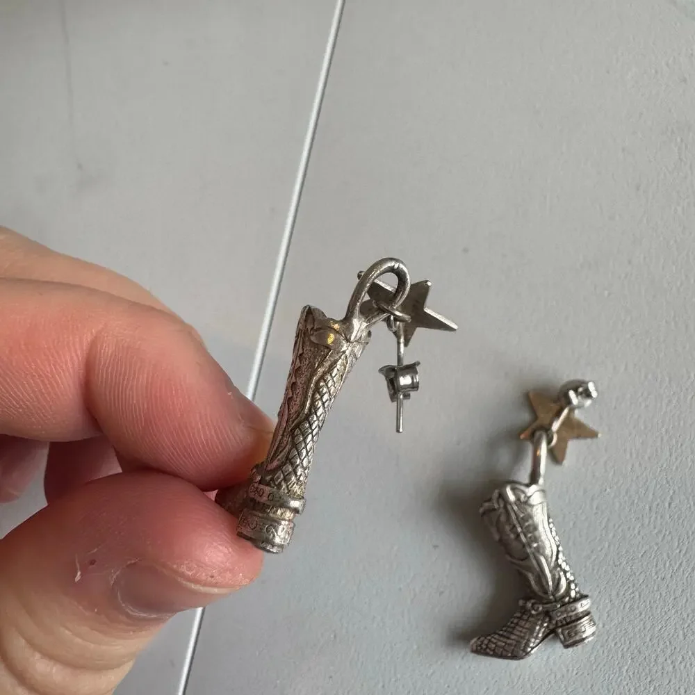 Vintage 90s western Cowgirl Boot earrings
